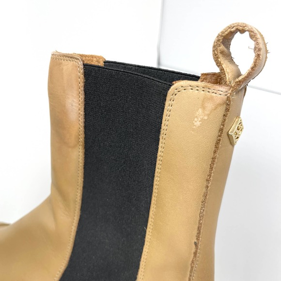 Sandro Leather Metal Plate Ankle Boots With Notched Sole In Tan Size 8.5 / 9 - Picture 11 of 15